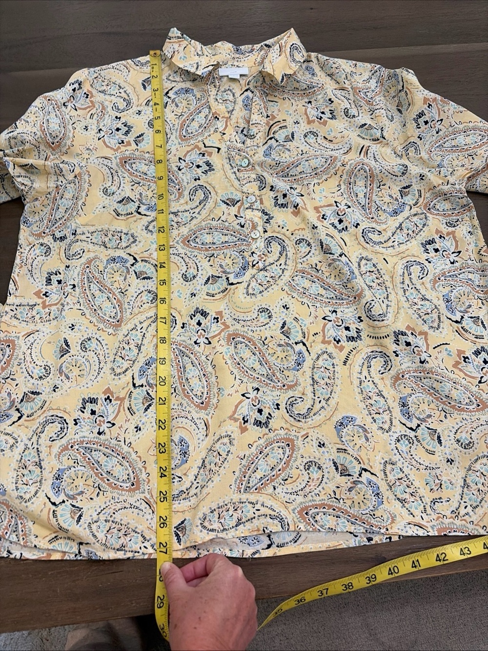 J. Jill women’s Butter Yellow Paisley Long-Sleeve pullover shirt - Picture 9 of 11